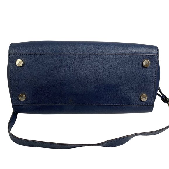 MICHAEL KORS Selma Navy Blue Saffiano Leather Medium Satchel Shoulder Bag - Picture 8 of 13